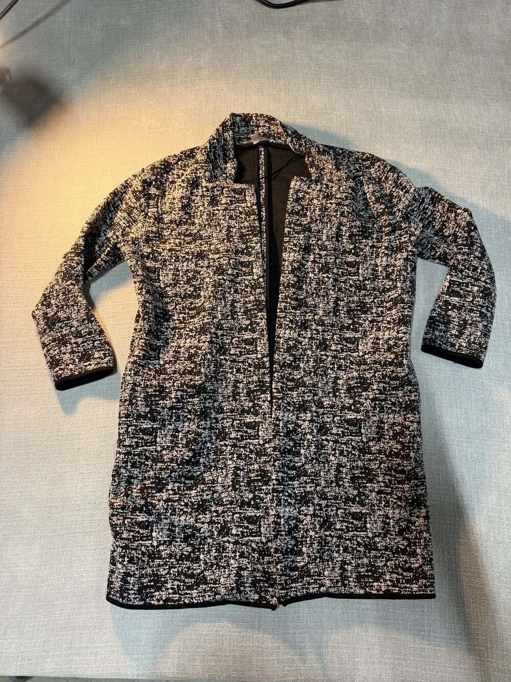 Philosophy Republic Clothing Black and White Jacquard Open Front Topper Jacket
